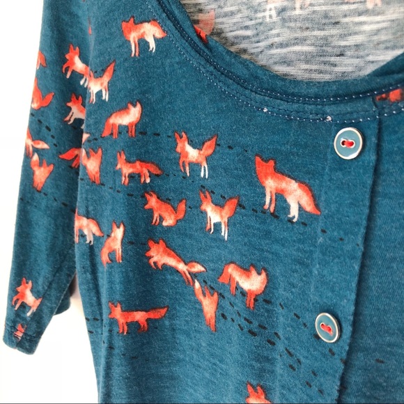 Anthropologie Tops - Anthropologie Postmark Turquoise Fox Cotton Shirt